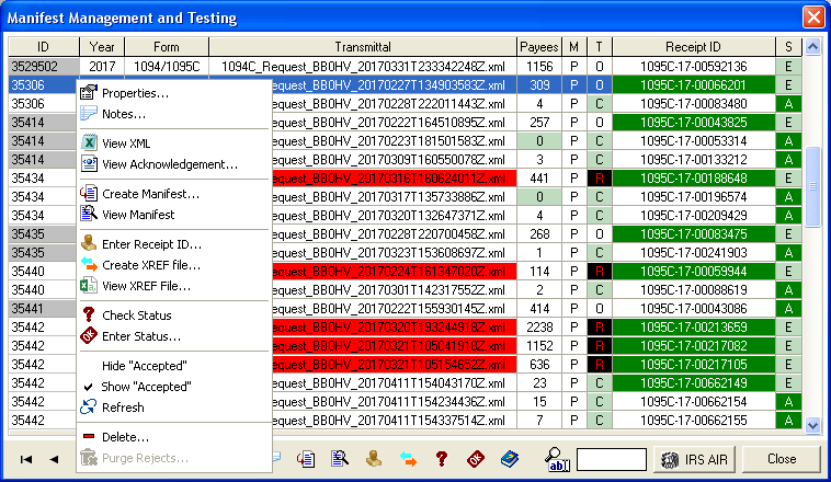 ACA 1094,1095 Manifest Management